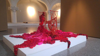 La obra 'Tejidos', expuesta en el Salón Nacional de Artes Visuales, en el año 2016, seleccionada para la categoría 'Arte Textil'.